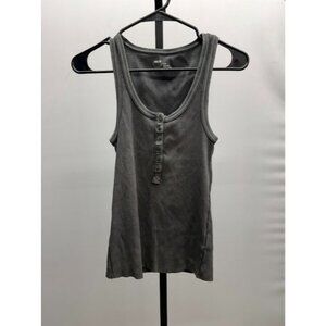 Aerie Grey Snap Ribbed Tank Top